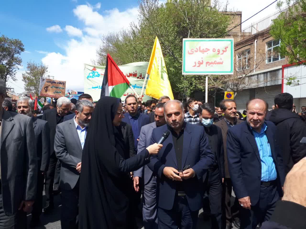 غلامحسین عماری فرماندار ارومیه در حاشیه راهپیمایی روز قدس در مصاحبه با خبرنگار واحد مرکزی خبر گفت: