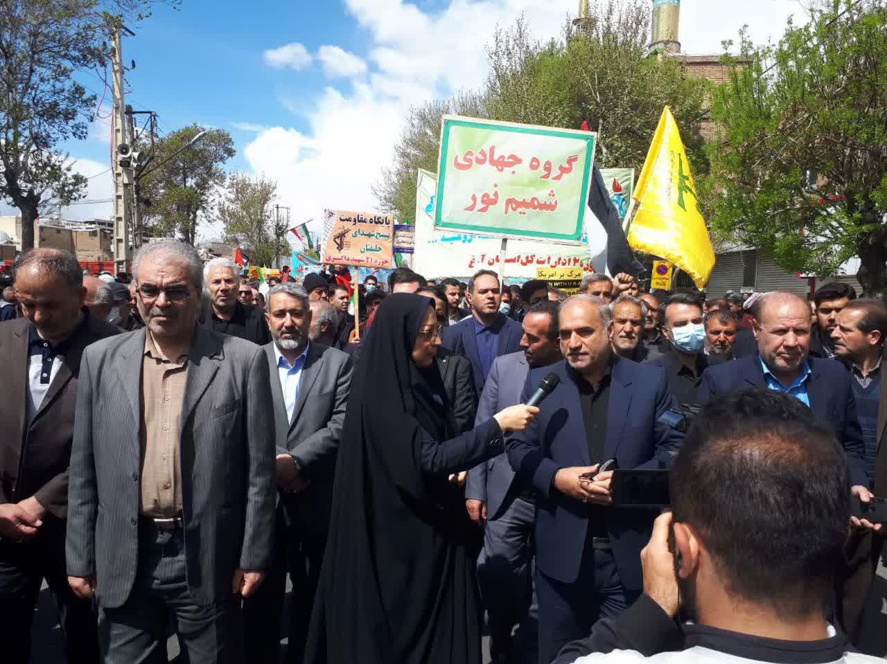 غلامحسین عماری فرماندار ارومیه در حاشیه راهپیمایی روز قدس در مصاحبه با خبرنگار واحد مرکزی خبر گفت: